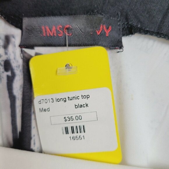 Vintage Crimson Ivy Cold Shoulder Tunic Black & White Boutique Med Empire Waist - Picture 7 of 7